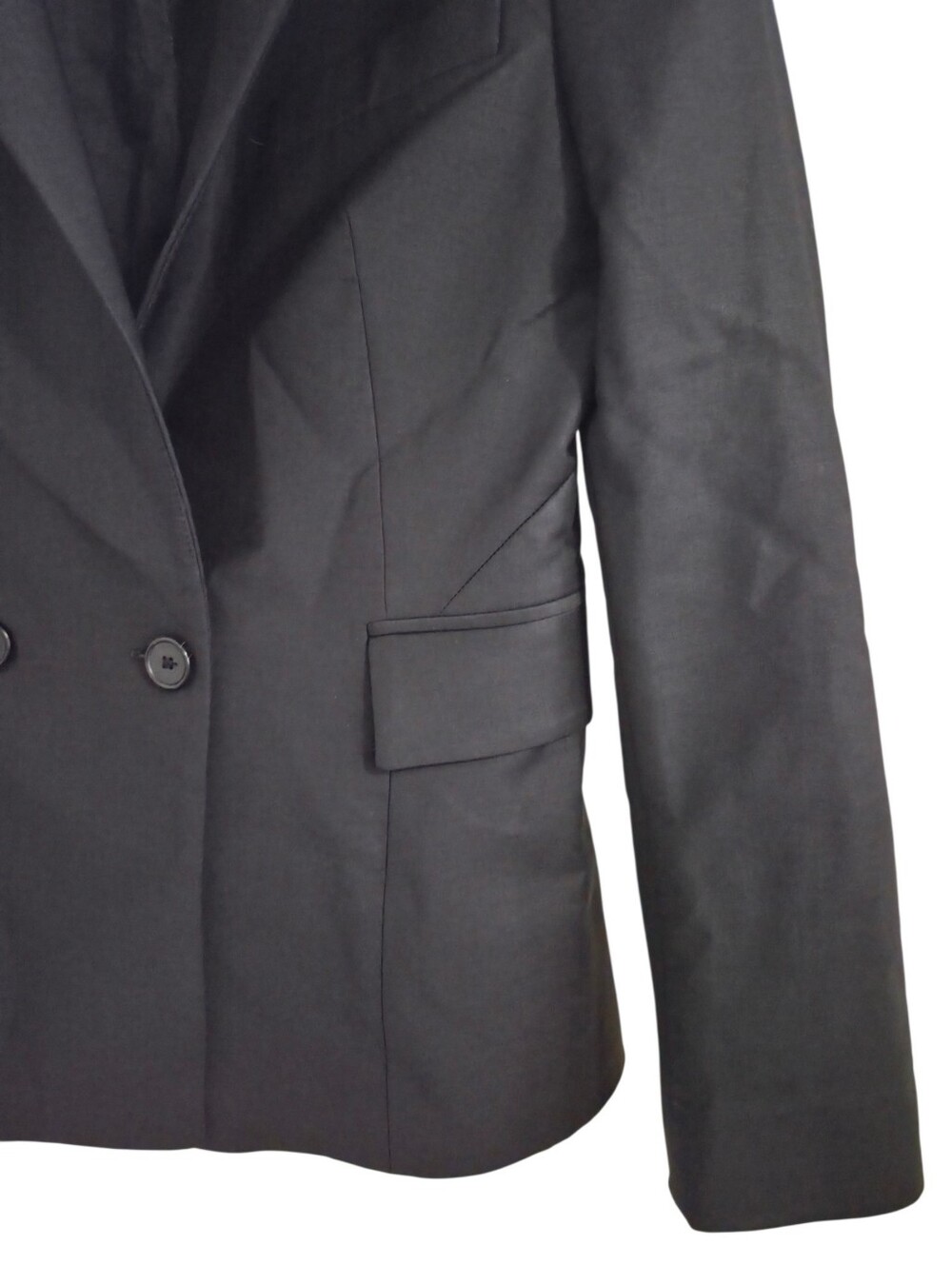 Zara Black Wool Blend Double Breasted Tailored Blazer Women's Medium - Picture 9 of 11